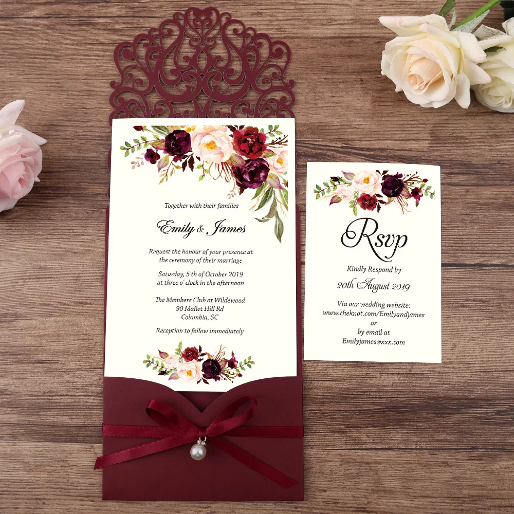 Customized Matte Lamination Laser Luxury Printing Wedding Invitation Wedding Card Design