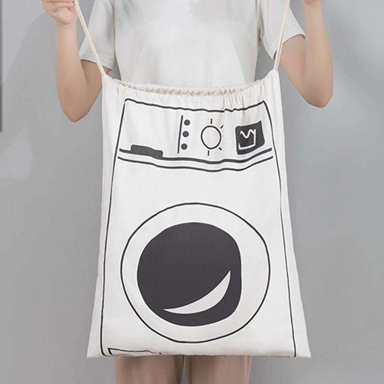 Custom Medium Soft Drawstring Tie Storage Bag White Organic Cotton Canvas Drawstring Bag With Logo