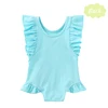Sky Blue Solid Ruffle Baby Romper