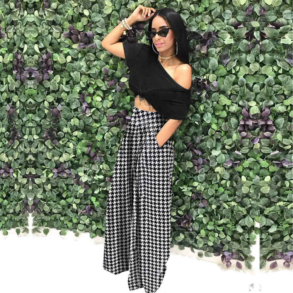 Wide Leg Plaid Streetwear Pants New 2023 High Waist Plaid Print