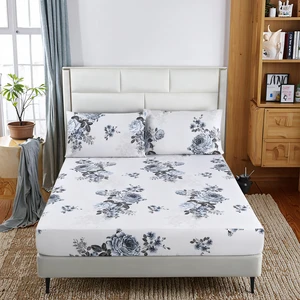 Luxury Printed 3pcs Bed Sheet Set Quality Quilt Cover Pillowcase Breathable Flat Fitted Sheet for Adults Home Hotel Hospital Use