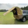 Grande tente de voyage marron pour voiture, sans armature métallique.