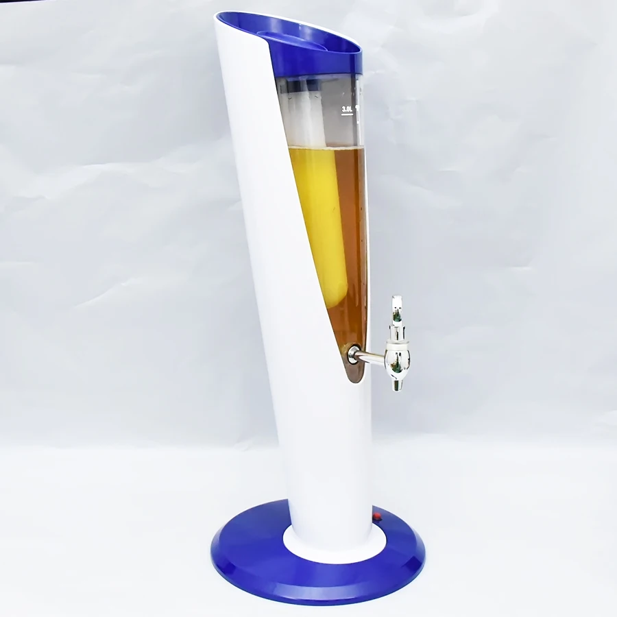 OEM High Quality Customized Logo Football Theme Beer Tower White Green LED 3 Litres Capacity