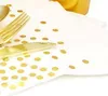 25 white napkins with gold dots