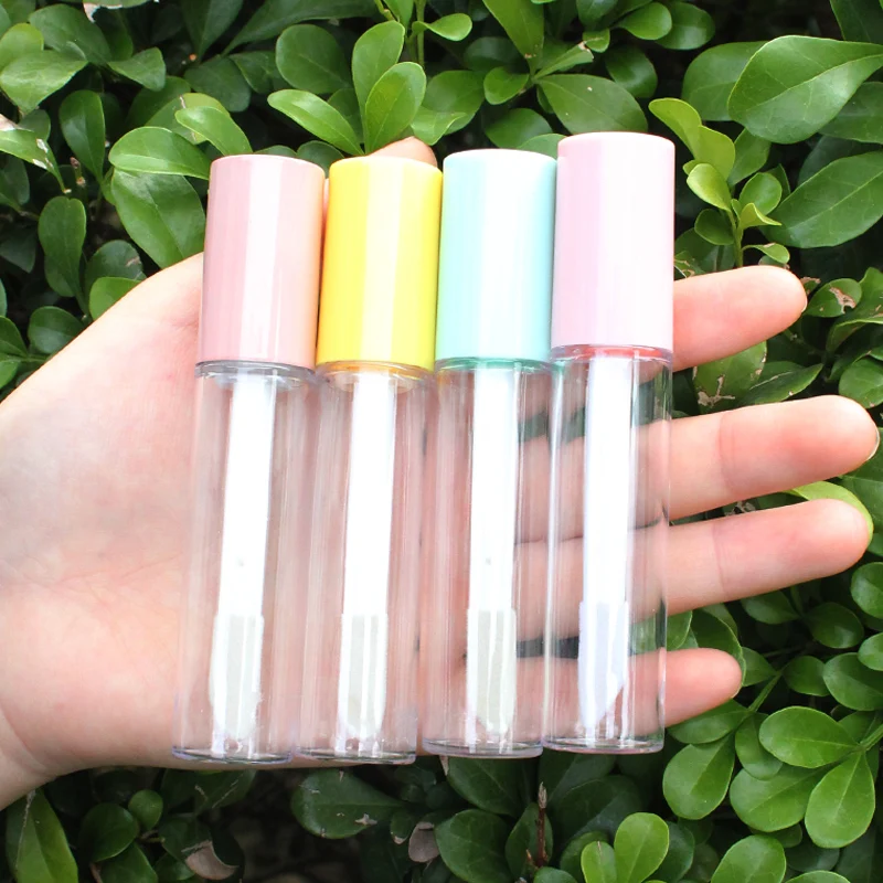 Wholesale pink lipgloss tubes empty lip container with big brush 10ml lip gloss containers custom logo white lip gloss tube