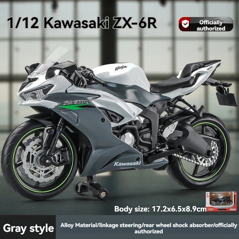 Diecast 1:12 Kawasaki Ninja ZX-6R Model Pullback Kids Toy