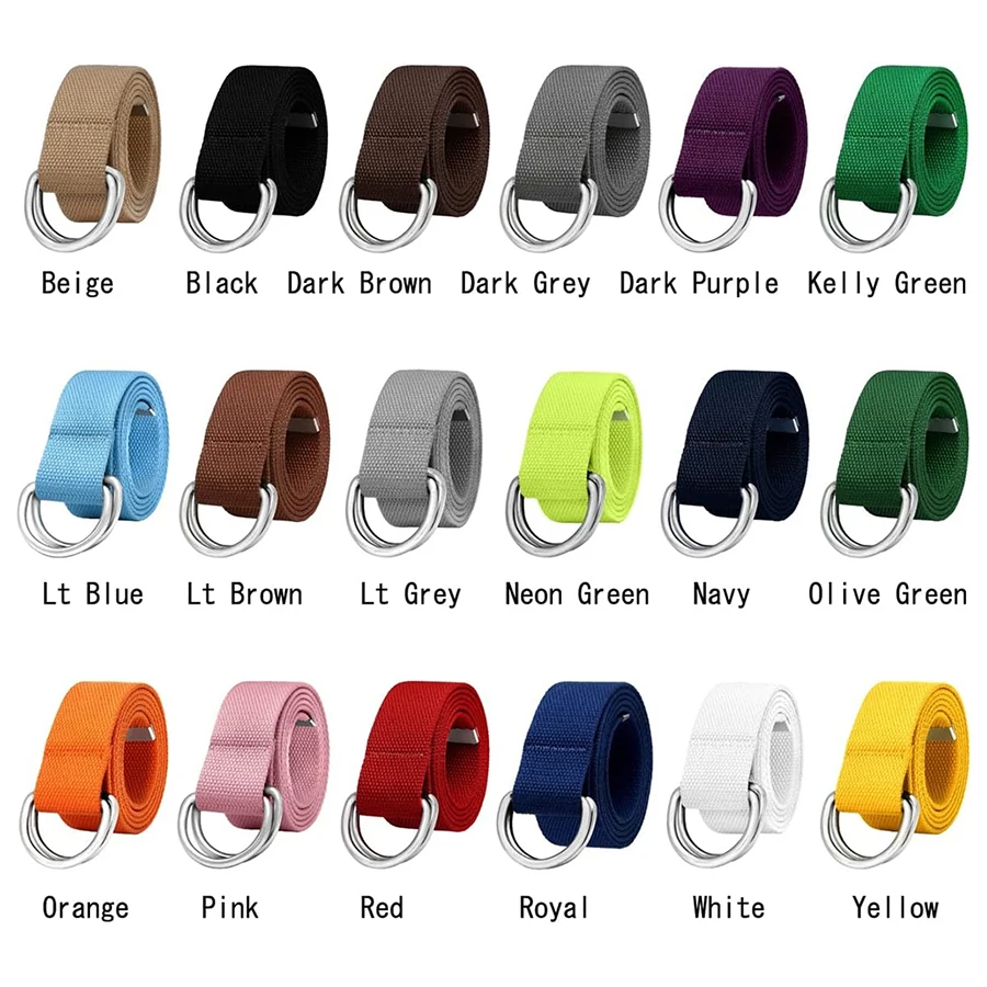 Durable Waterproof Training Canvas Web Belt Metal Double Buckle Men Women Casual Cloth Tactical Belt