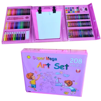 Mega set de arte 208 piezas dibujar y pintar juego niños y niñas