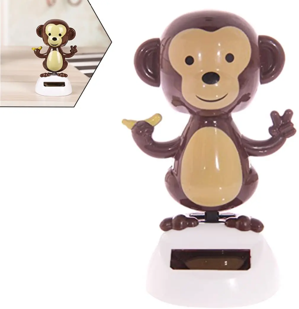 Makaor Solar Powered Dancing Monkey For Halloween Gift Swinging Animated Bobble Dancer Toy For Car Party By Size: 10cmx6cm, B 