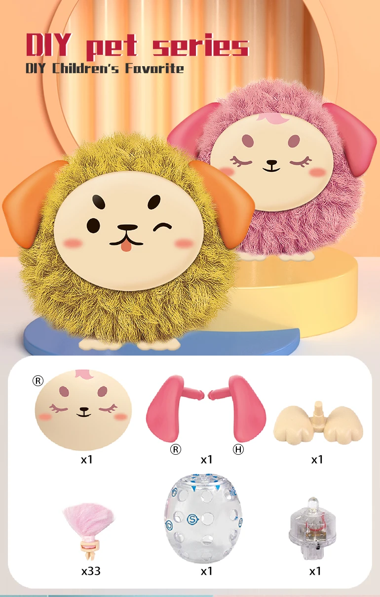 Chengji wholesale baby soft plush cute pet diy stuffed animal toys dolls creative diy handmade beads kids plush toys diy kit