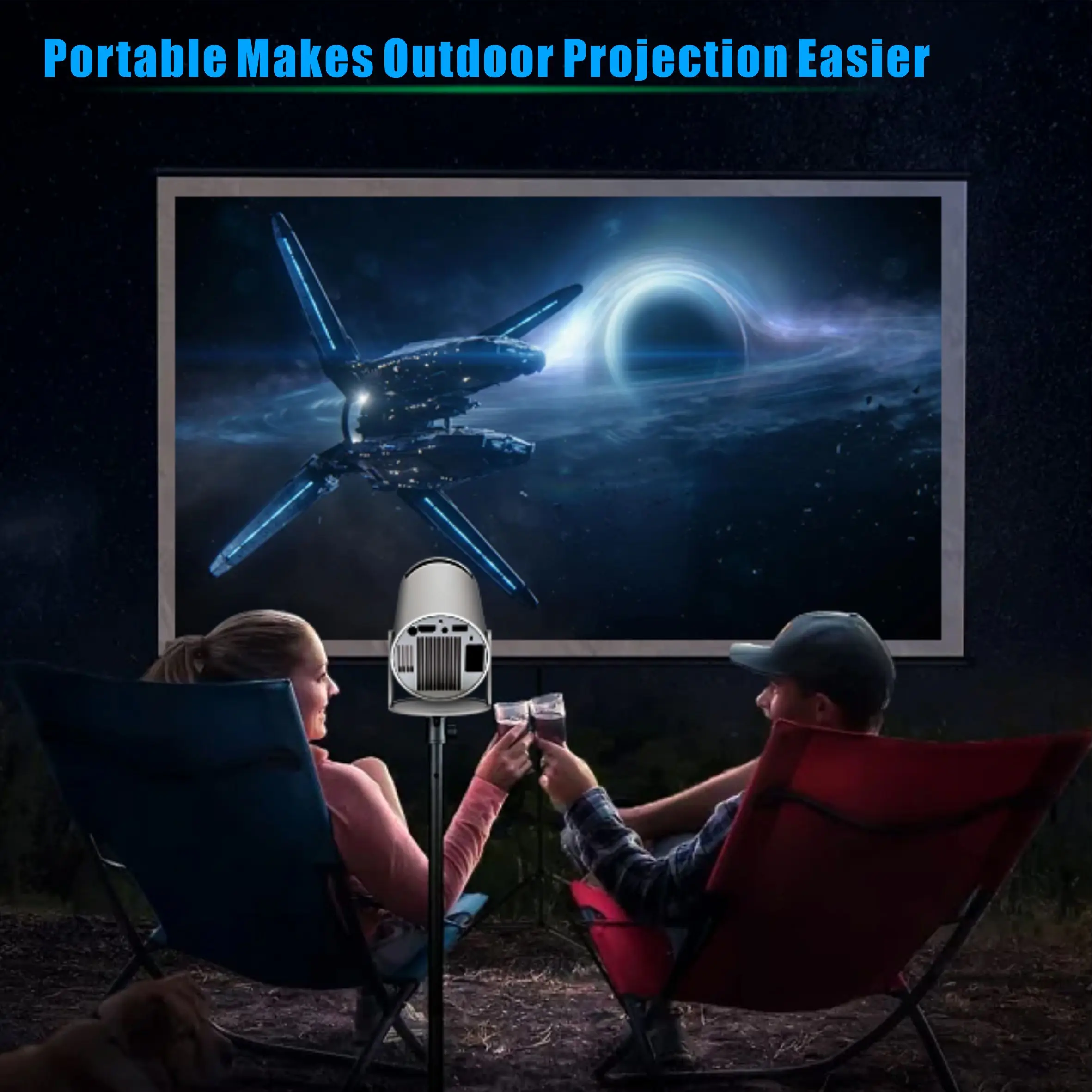 Outdoors Mini Video Projector 720P Home Theater Portable 130inch Screen Projection Display WIFI BT HY300 Smart Projectors