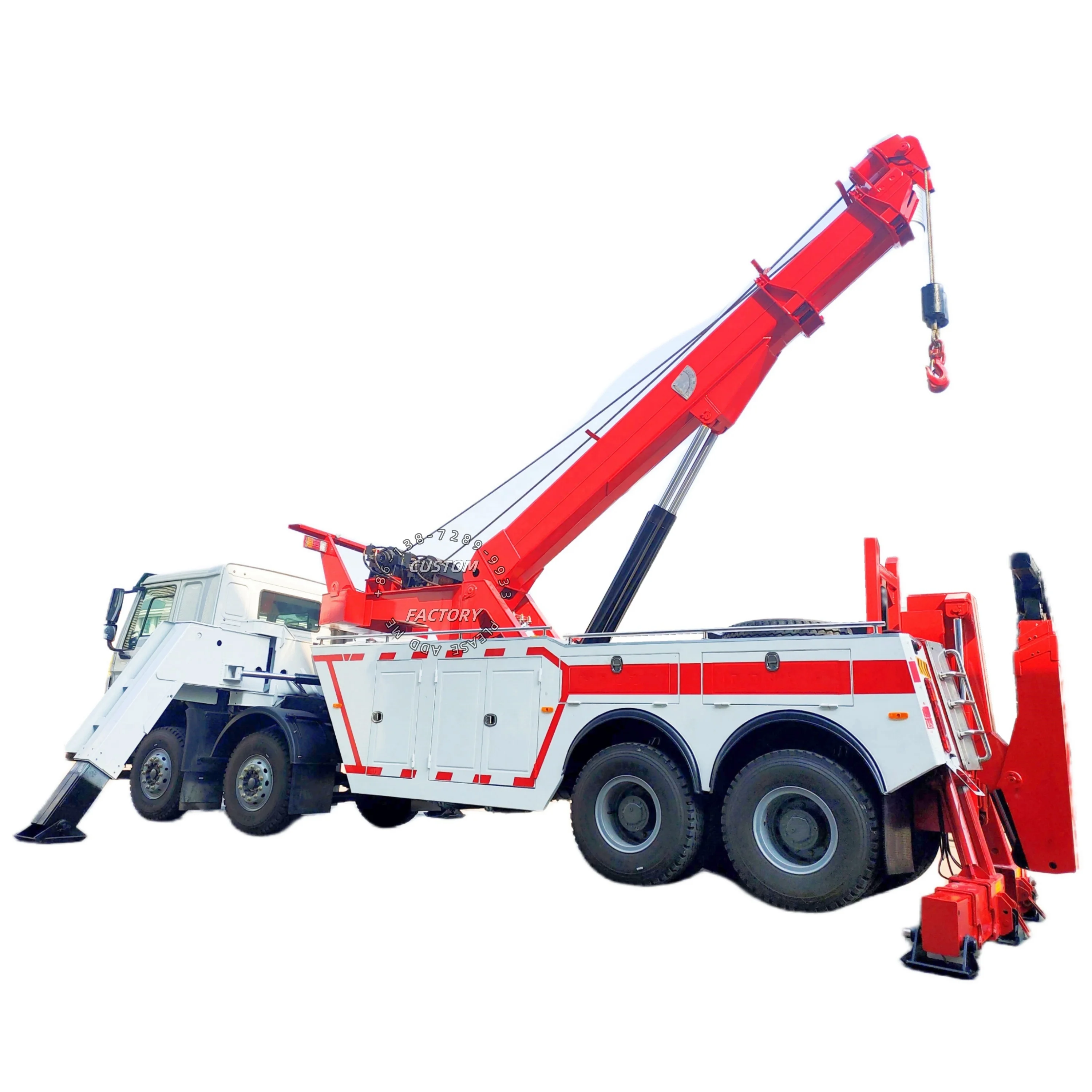 High Quality Customized 70 Ton Big Rig Rotator Rescue Tow Truck Body 50-70  Tons Towing Equipment Body Kits Underlift Towing 100T, image size:3000x3000
