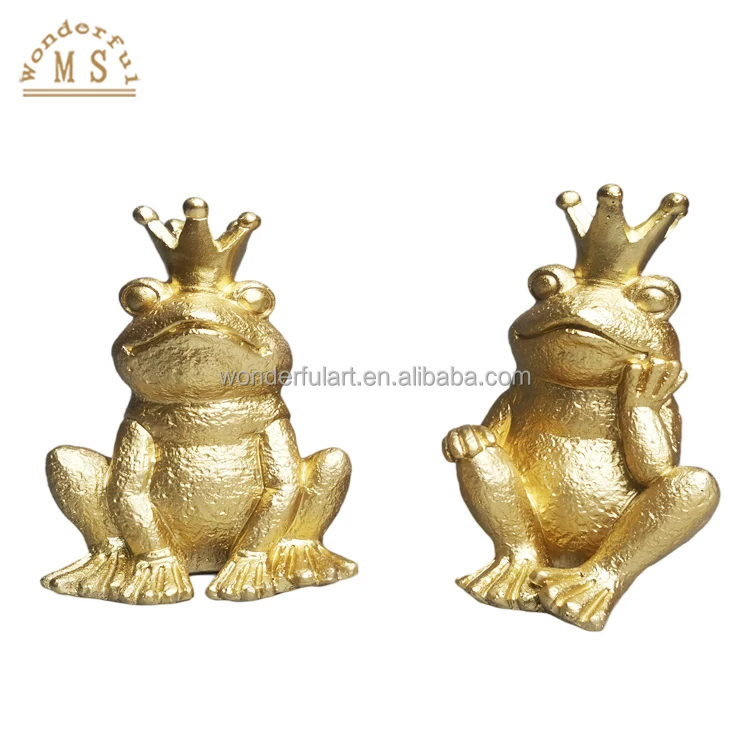 Poly stone resin frog art small figurine animal home decoration statue cartoon ornament