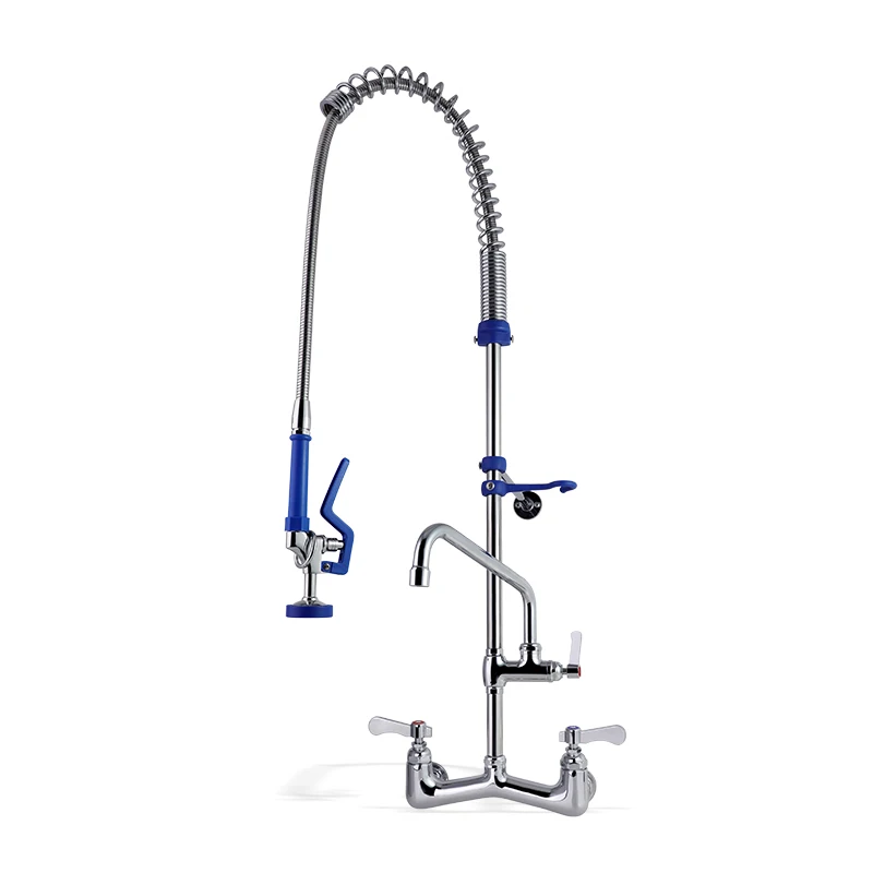 Commercial Restaurant Sink Faucet with Pre-rinse Sprayer Restaurant Kitchen Mixer Wall Mounted Kitchen Pre Rinse Faucet