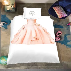 Princess Character Microfiber Bedsheet White Duvet Cover Bedding Set 3D Printed Bed Sheets With Pillow Covers for Girl