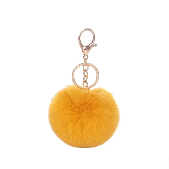 Real fox fur bag charm pompom yellow/orange color keychain,fur ball,real fur  pom pom ,real fox pom,pom pom keychain,real fur bag accessory