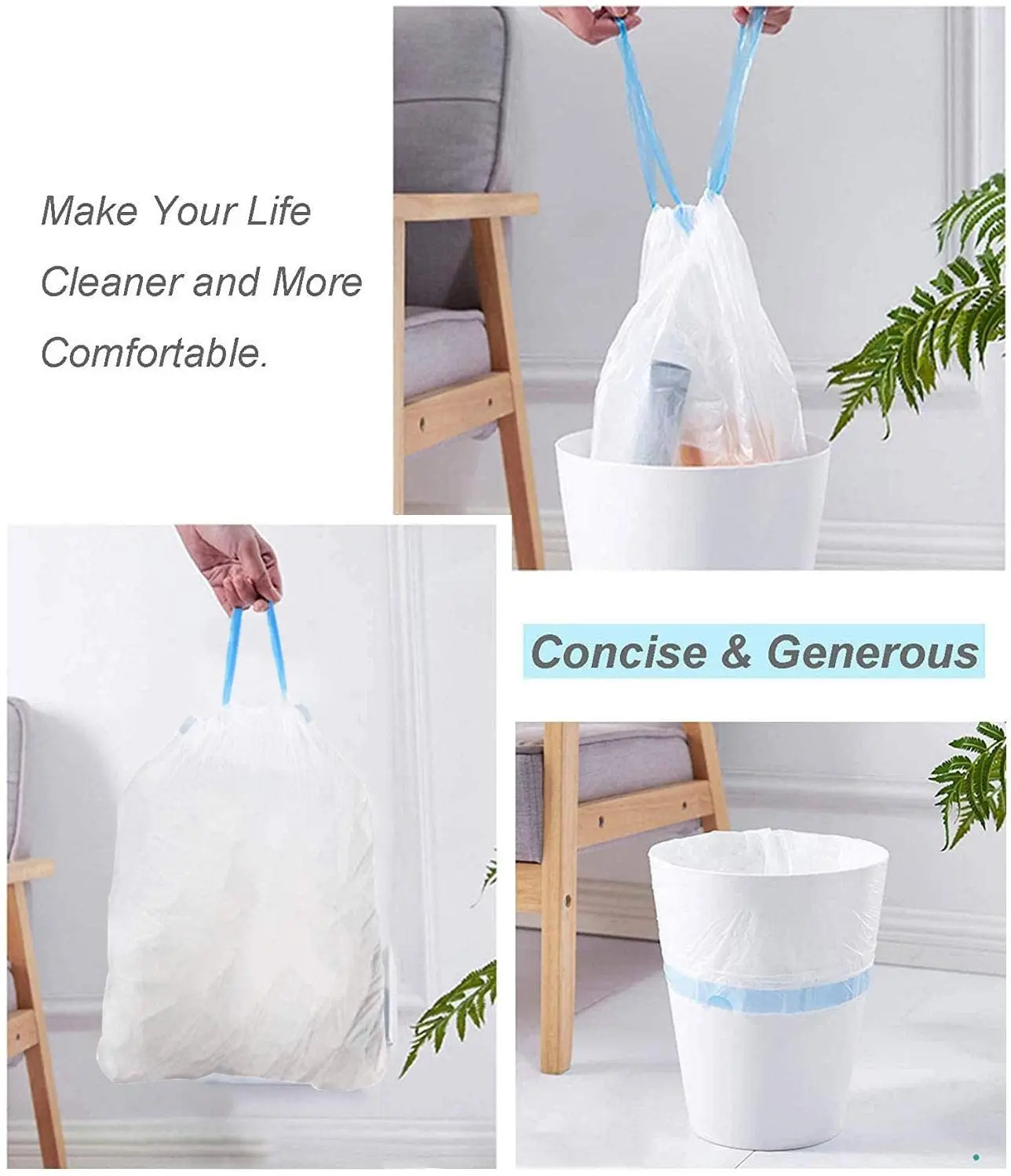 13-gallon Tall Kitchen Trash Bags Durable Biodegradable