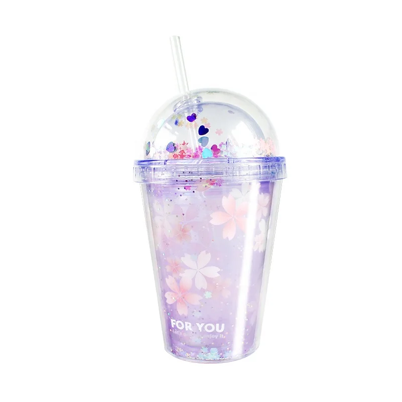 Girlwill вишневый цвет Двойная Стенка купольные крышки пластиковые чашки производитель напитков стакан кружки Mholesale Пользовательский логотип