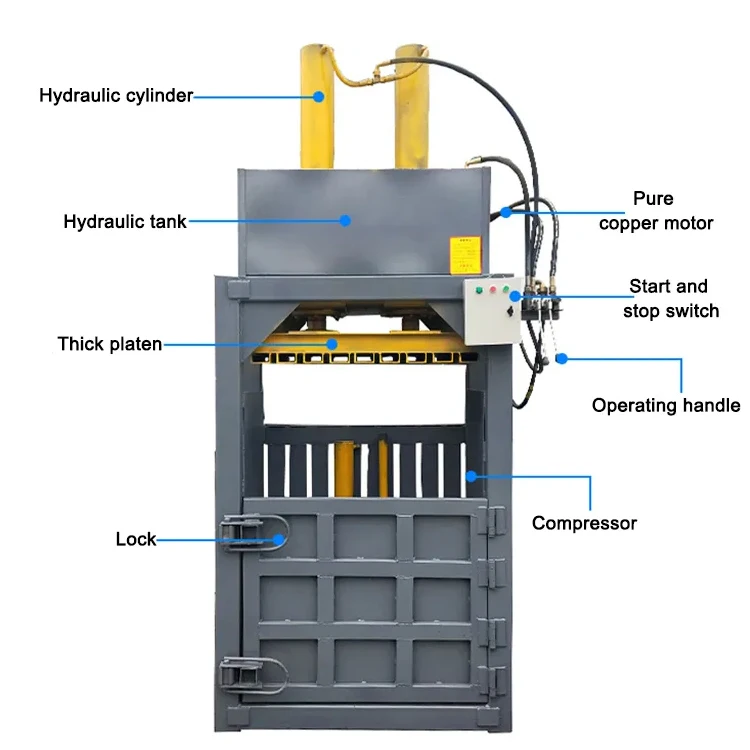 Vertical Recycling Compactor Automatic Aluminum Tin Can Baler Hydraulic Beer Cans Press Machine