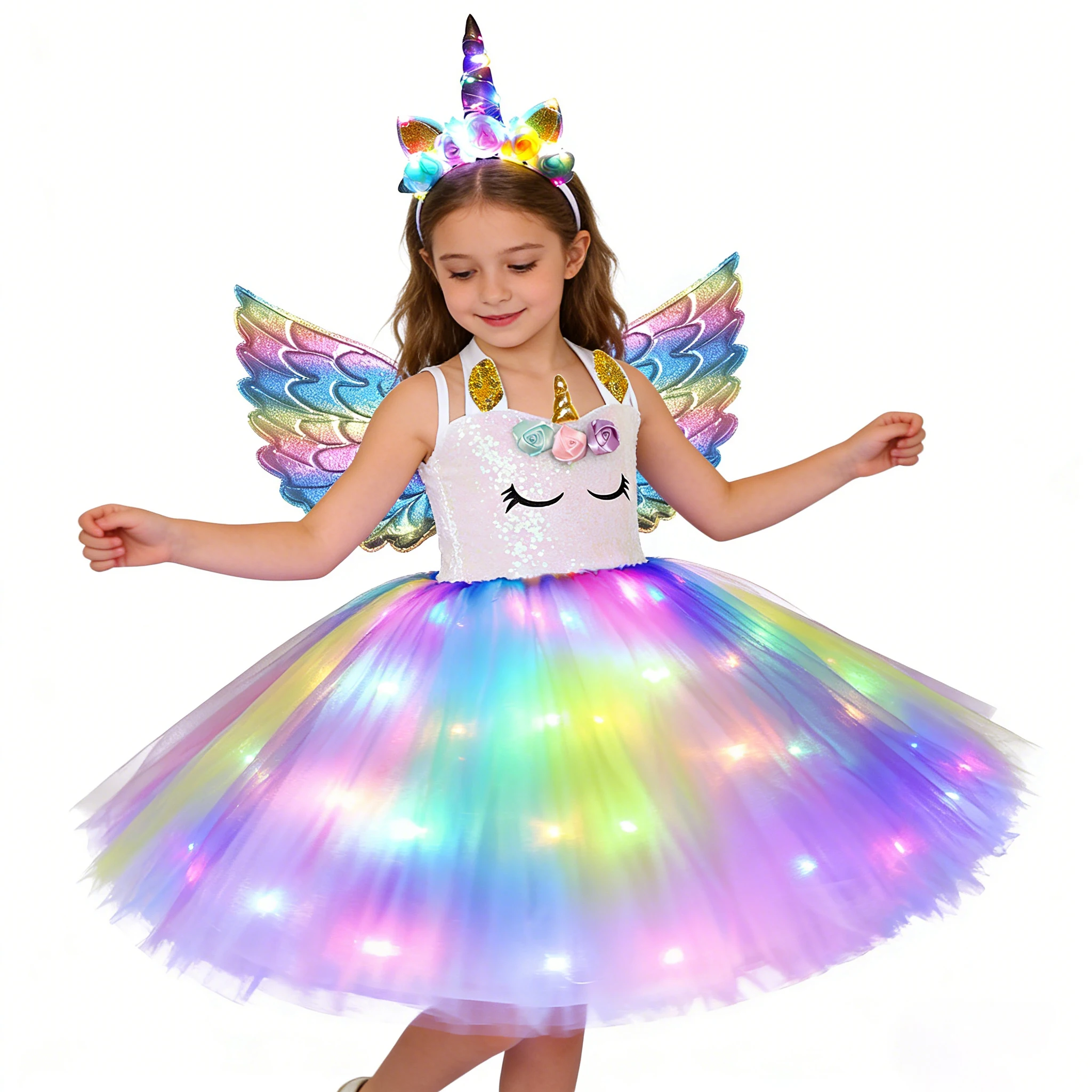 princess light up dress I made for my daughter Pair with pink shoes to complete her regal look and watch her dance the night away in style Colorful Light Up Princess Dress