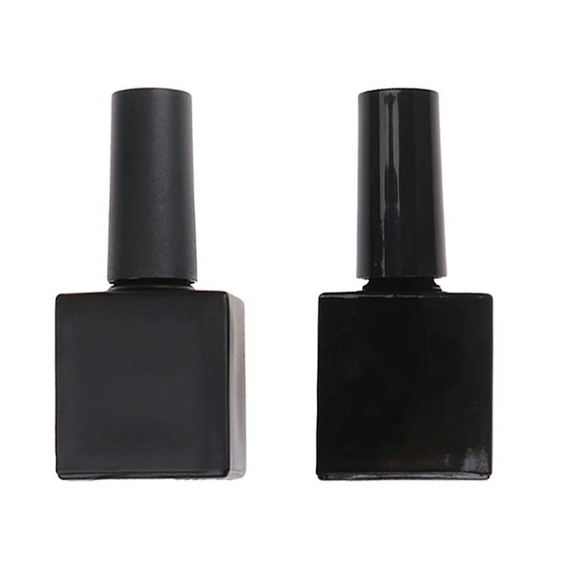 Manufacturers 10ml Flat Square Matte Glossy Black Empty Nail Polish Bottle for UV Gel Cosmetic Packaging Box