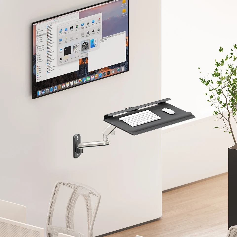 MOUNTUP Adjustable Wall Keyboard Tray Height-Adjustable Swivel Keypad Tray Supports up to 5kg/11lbs