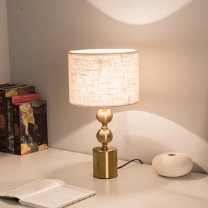 Modern Simple Fabric Night Lights Metal Cloth Cover Bedroom Living Room Hotel Bedside Table Lamp