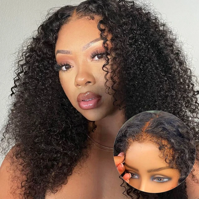 New Launched Afro Curly Baby Hair Frontal Human Hair Type 4c Hairline Hd Lace Front Wig  Kinky Straight Wigs With Curly Edges
