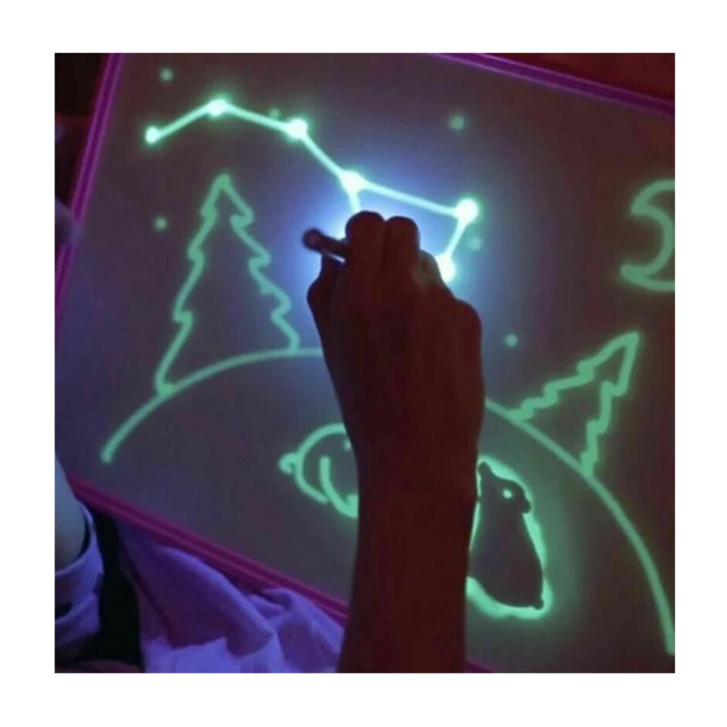 Luminous LED Draw With Light In Dark Children Toys Tablet Magic Drawing  Board Set Fluorescent Pen Educational Noctilucent Kids