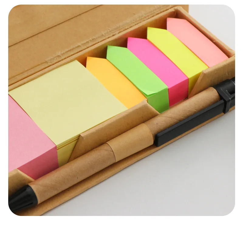 Custom Die Cut Tear off Sticky Notes Self-Adhesive Waterproof Kraft Paper Hard Cover with Memo Box Bulk for Office Use