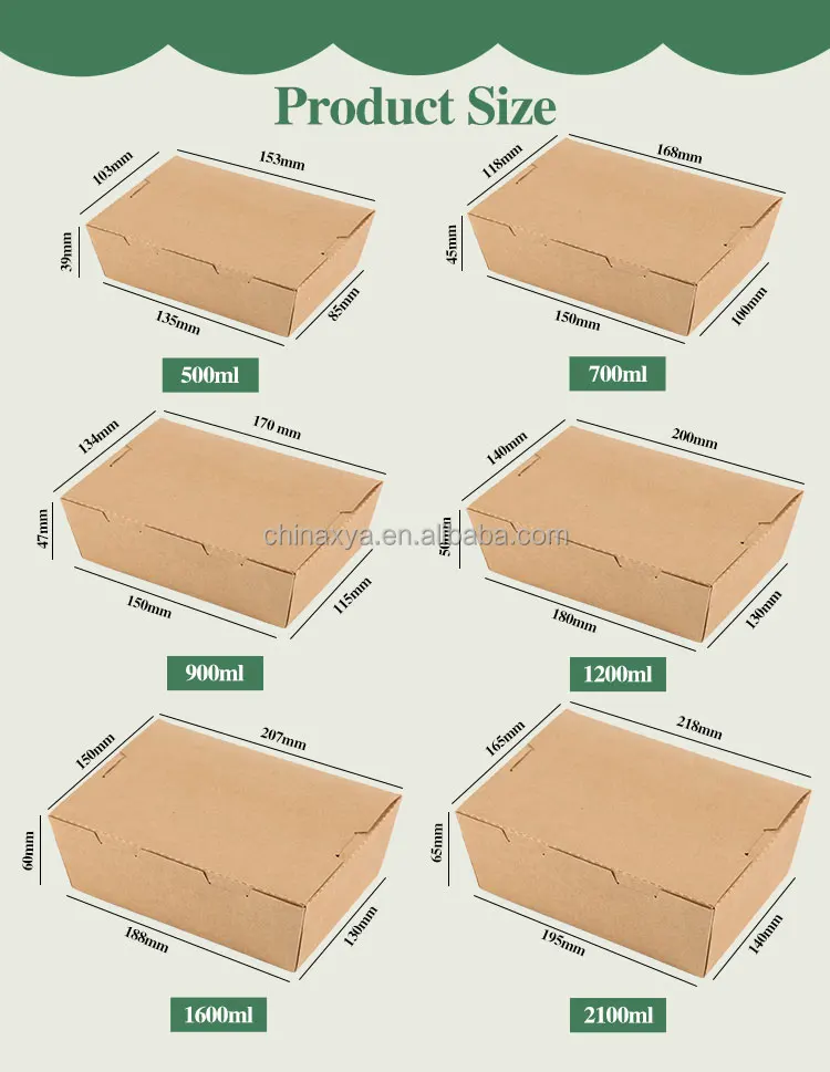 Biodegradable take away packaging kraft paper folding lunch box disposable food container supplier