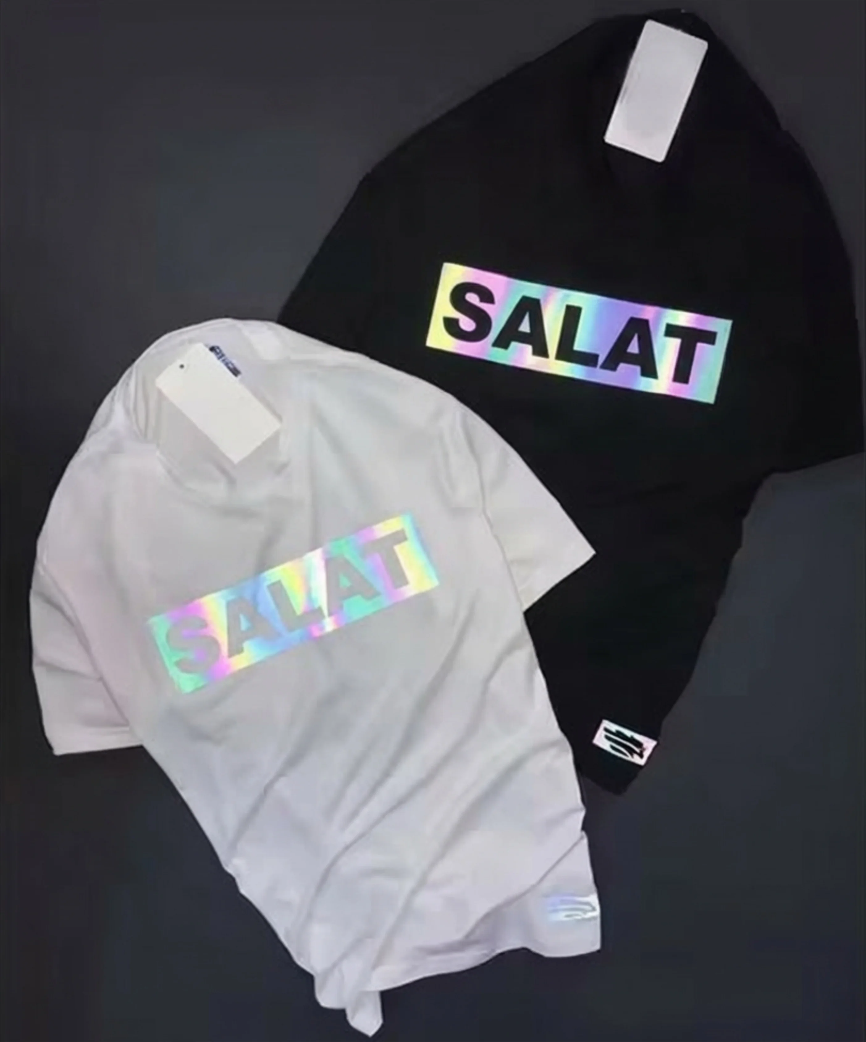 Custom Polyester Cotton High Street Trendy Men's Summer Casual Loose Fit High-quality Reflective Printed T-shirts