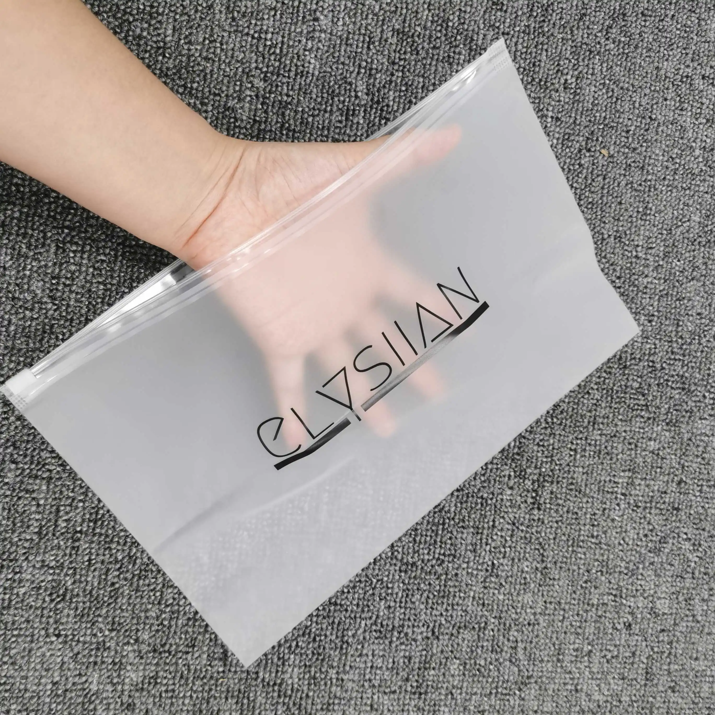 High Quality Customized logo Clear Printing Frosted Zipper Lock  Packing Bag for Clothing