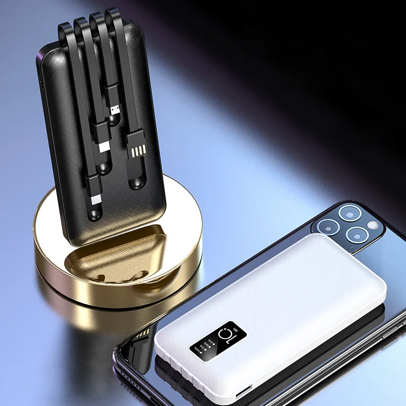 All In One Power Bank 20000mah Built In 3 Charging Cable For Iphone Usb