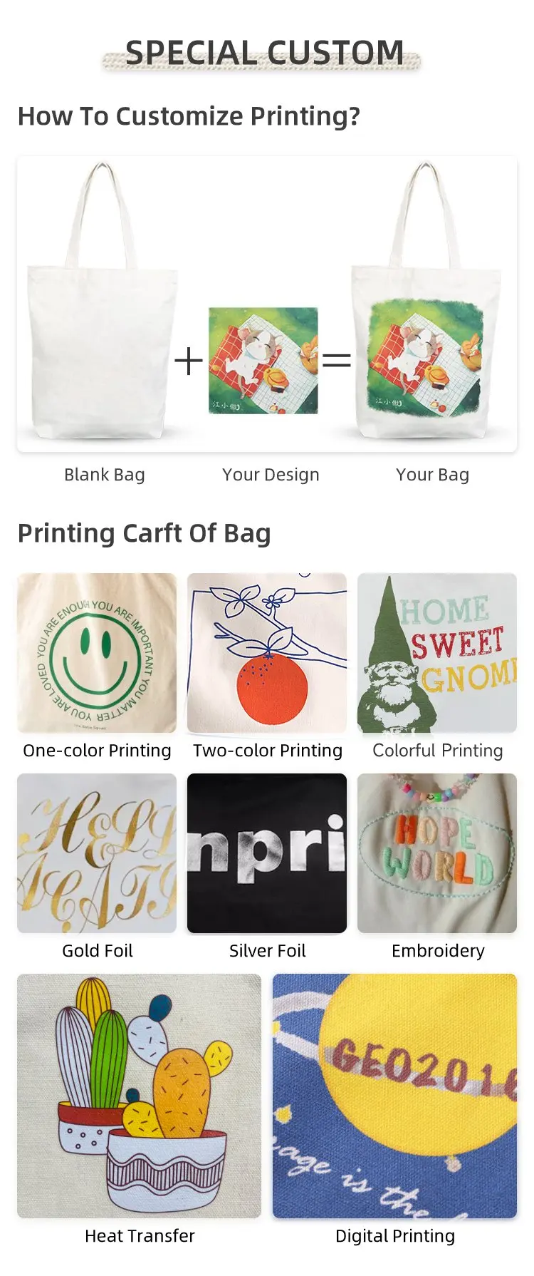 Eco-friendly Recyclable Cotton Tote Bags with Custom Logo