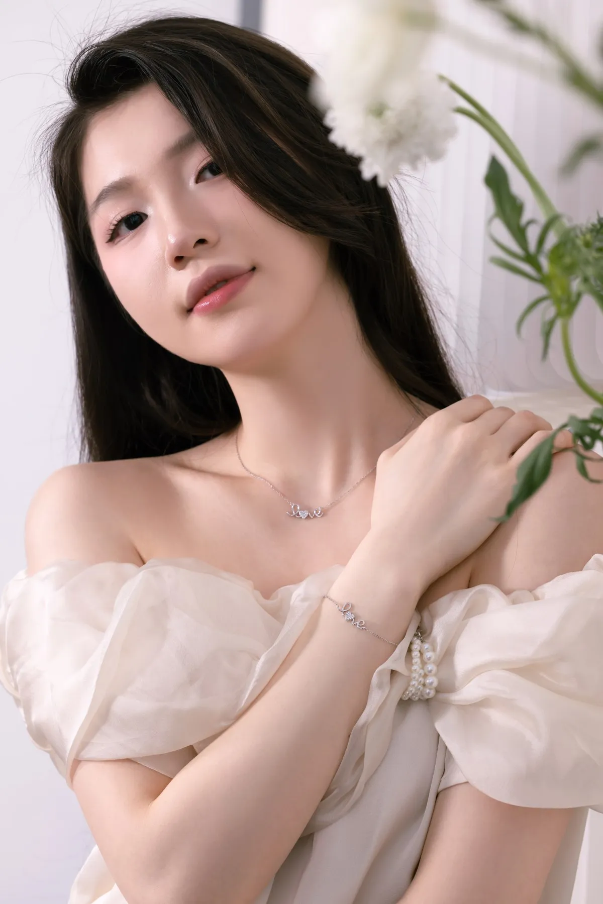 KAKODIY temperament 925 Sterling Silver heart letter pendant necklace zircon zirconia jewelry 18K gold plated necklace bracelet set for girls detail 5