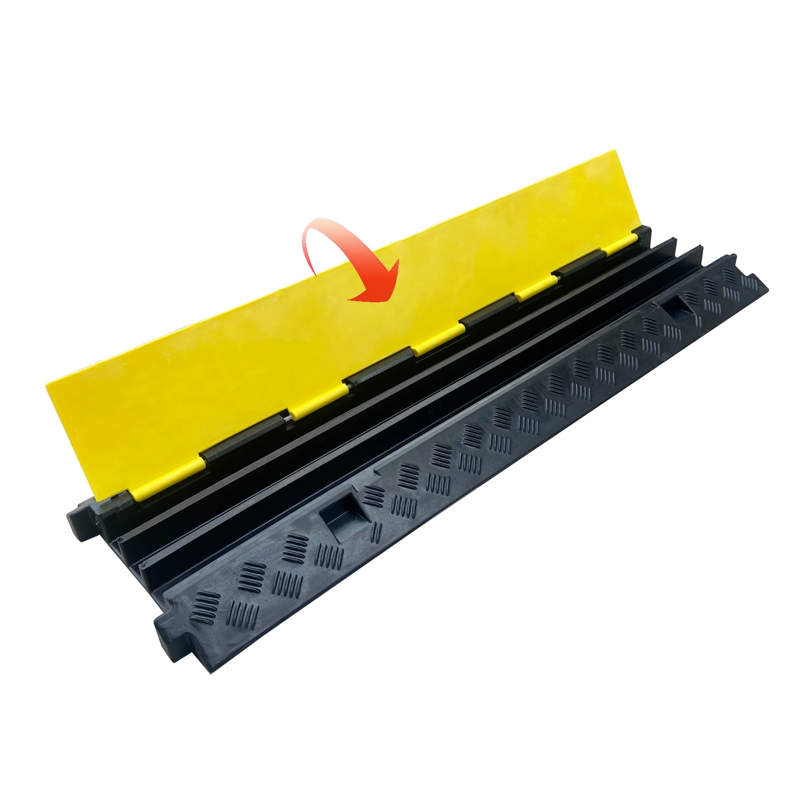 Cable Ramp 1 Pack of 3 Channel PVC Rubber Cable Protector,44000lbs Capacity Heavy Duty Speed Bumps Hose Cord Protector Ramps factory