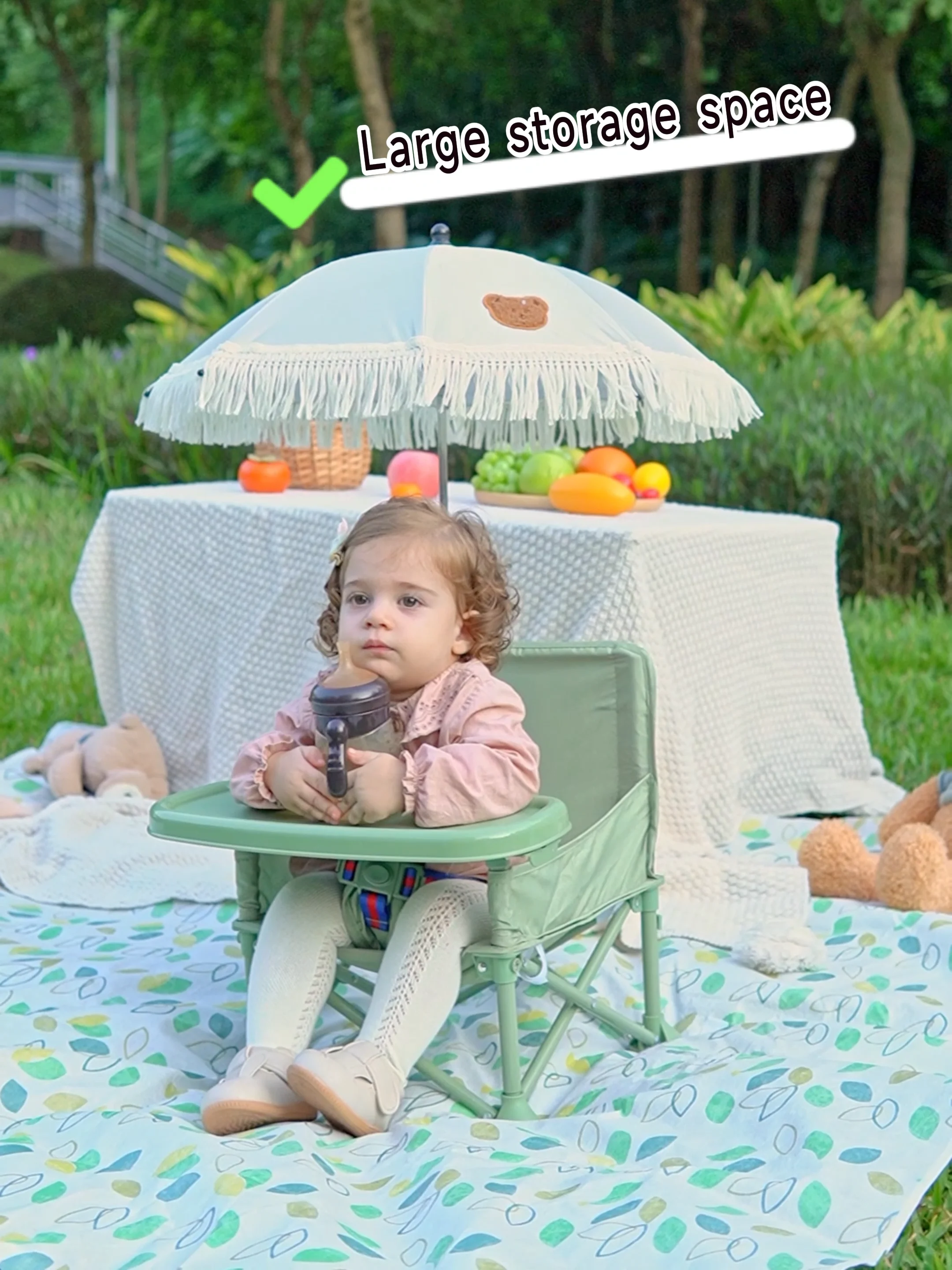 Portable Travel Beach Chair Multi-function Booster Seat Dining Outdoor ...