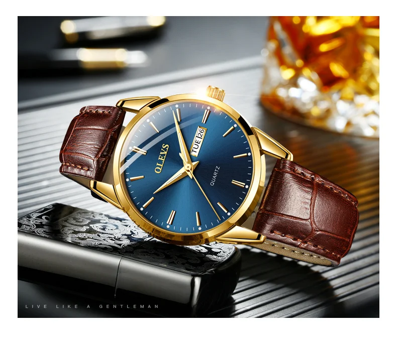 Olevs 6898 Mens Watch Fashion Men Leather New Luxury Quartz Watches For ...