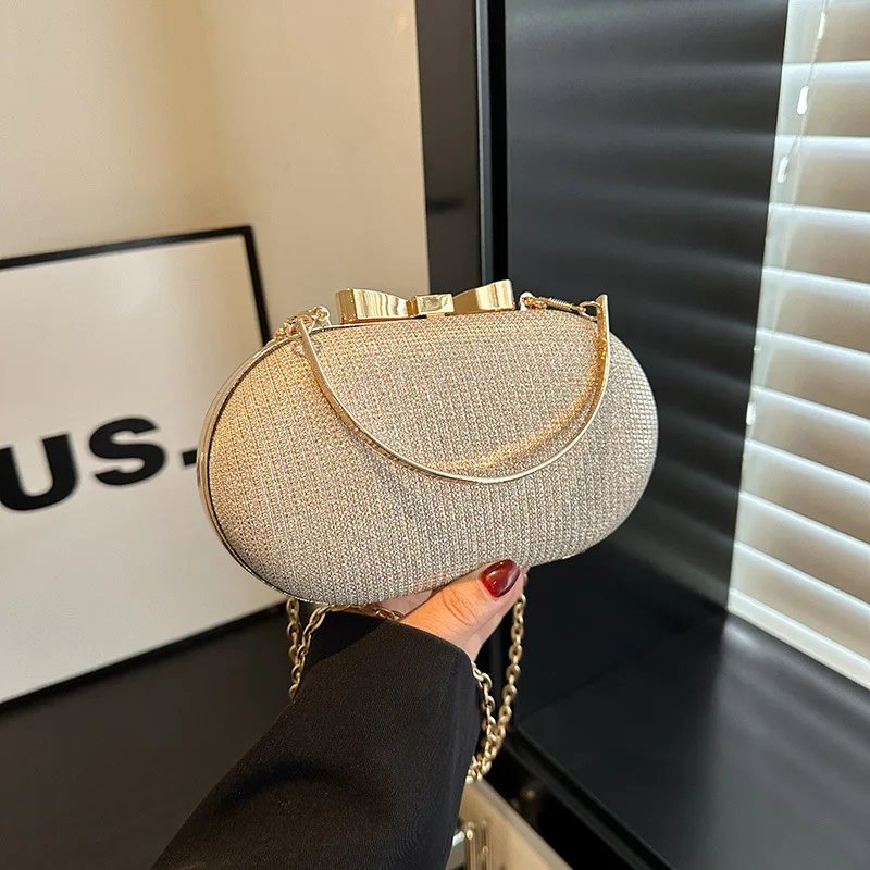 Niche High-End Luxury Portable Crossbody Hand-Held Messenger Chain Mini Polyester Lined Evening Bag Women's Red Fashionable