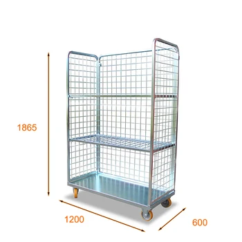1200x600xH1865 Galvanized Storage metal storage cages with wheels trolley cage pallet trolley cart