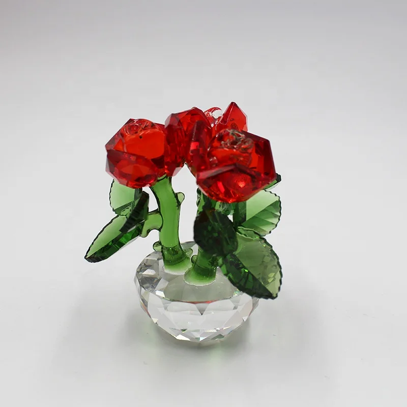 Оптовая продажа Лидер продаж кристаллическая фигурка розы K9 с вазой для украшения дома и