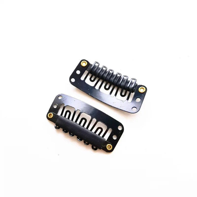 Wholesale Hair Extension Clips Black Light Brown Color 3.3cm 9 Teeth Chunni Snap with Safety Pin for Weft Extensions