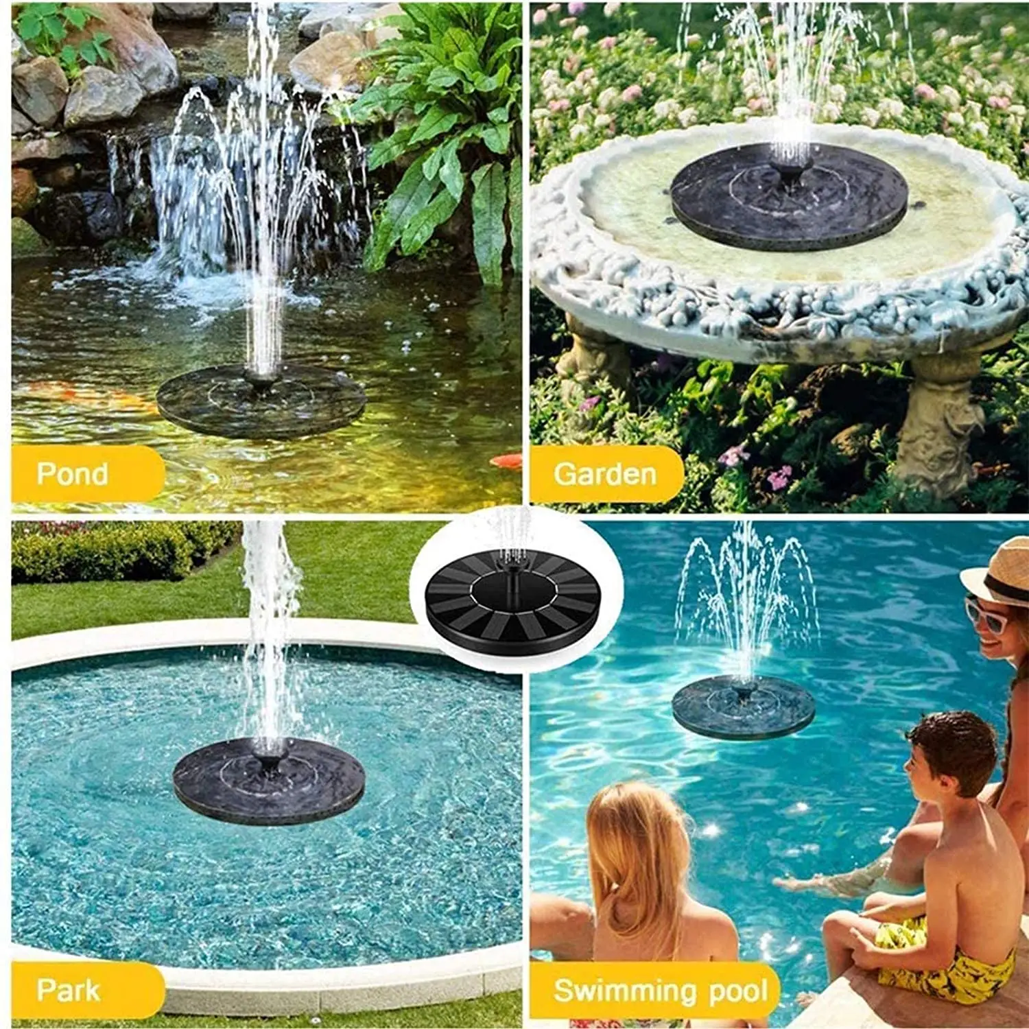 Bird Bath Solar Fountain Powered Water Pump Floating Outdoor Pond Garden Pool WO 