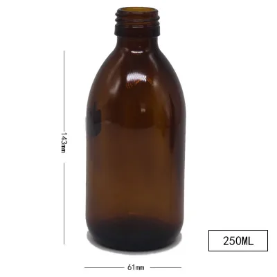 250ml Empty Round Cough Syrup Bottle Glass Syrup Amber Glass Bottle for Pharmaceutical