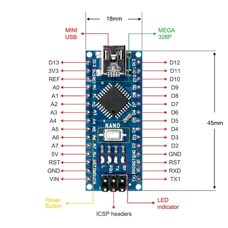 Lafvin Nano 3.0 Atmega328p Controller Board Ch340 Usb Driver With Cable ...