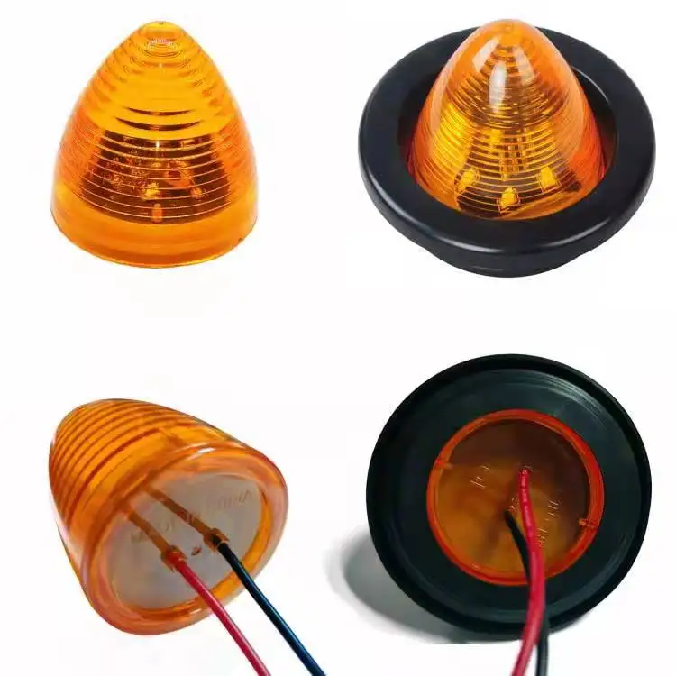 2" Inch Round Cone led Side Marker light Rear Tracking Lights 9 Diodes Sealed Truck Trailer RV Camper day time running light