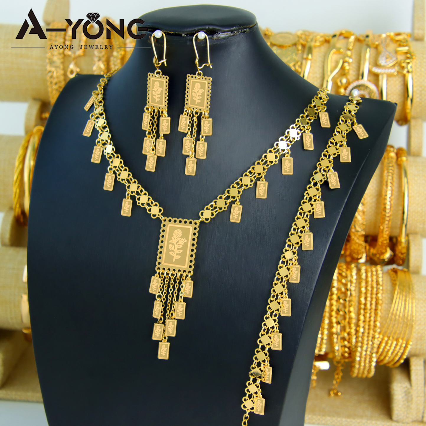 Elegant Arab 21K Gold Coin Pendant Jewelry Sets for Weddings