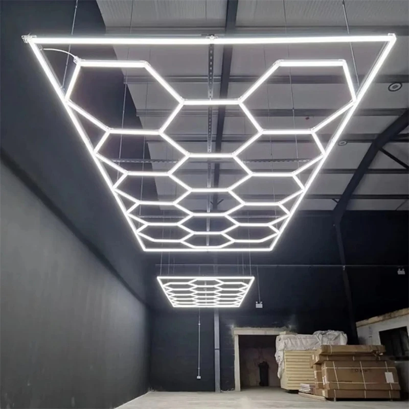 Modular 8X16Ft Aluminum Fast Dissipation Industrial Led Light Hexagon Led Light For Ceiling For Workshop Garage Light Lamp Led
