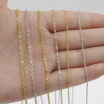 Custom Size 40CM 45CM 50CM 60CM Long Cable Chains Necklace 1MM 1.5MM 2MM Stainless Steel Necklace Chain With Lobster Clasp